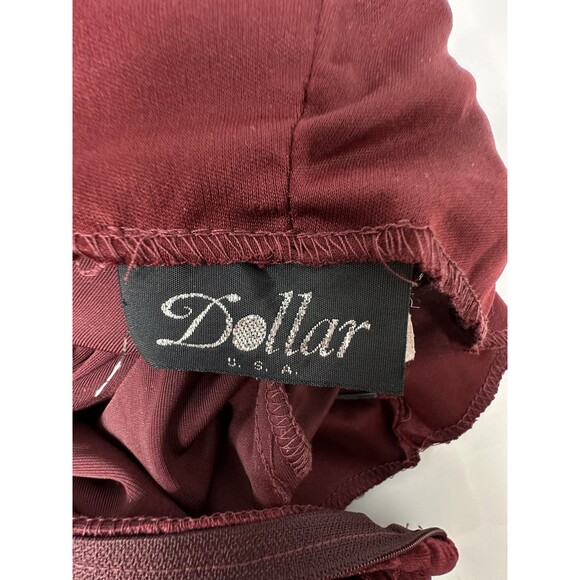 Vintage Dollar Prom Dress Velour Velvet Wine‎ Purple Maxi Halter Slit Formal 90s - Picture 6 of 11